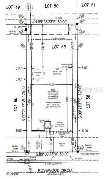 1959 Rosewood Circle preliminary plot plan