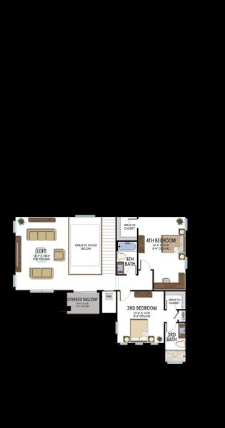 2D floor plan layout for the Pacifica by GL Homes in Lotus Edge, Boca Raton, FL (Image 4).