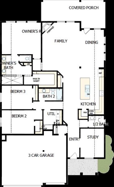 2D floor plan layout of this home in Meyer Ranch – Legacy Series, New Braunfels, TX (Image 2).