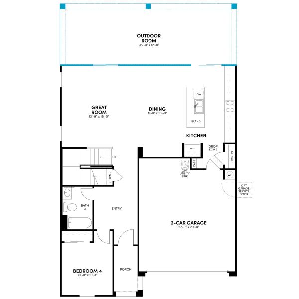 Floor 1: Outdoor Room Extension Option