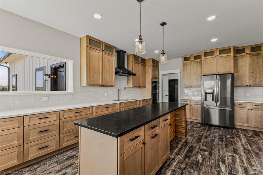 Dream kitchen with SO much custom cabinetry, pot filler with electric range.  However, this kitchen is ALL about the views!