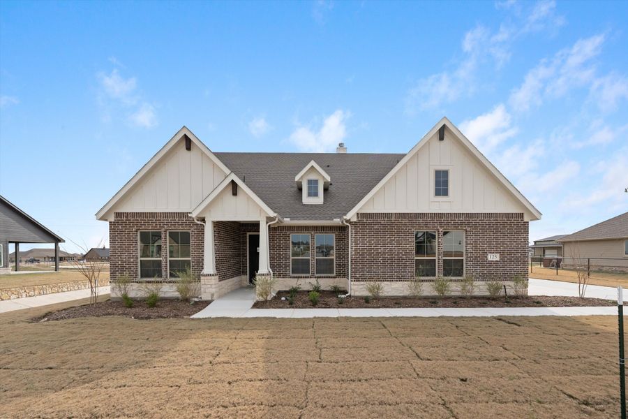 Front exterior of a new home in Fairview Meadows, New Fairview, TX, highlighting curb appeal (Image 22). Front exterior of a new home in Fairview Meadows, New Fairview, TX, highlighting curb appeal (Image 22).