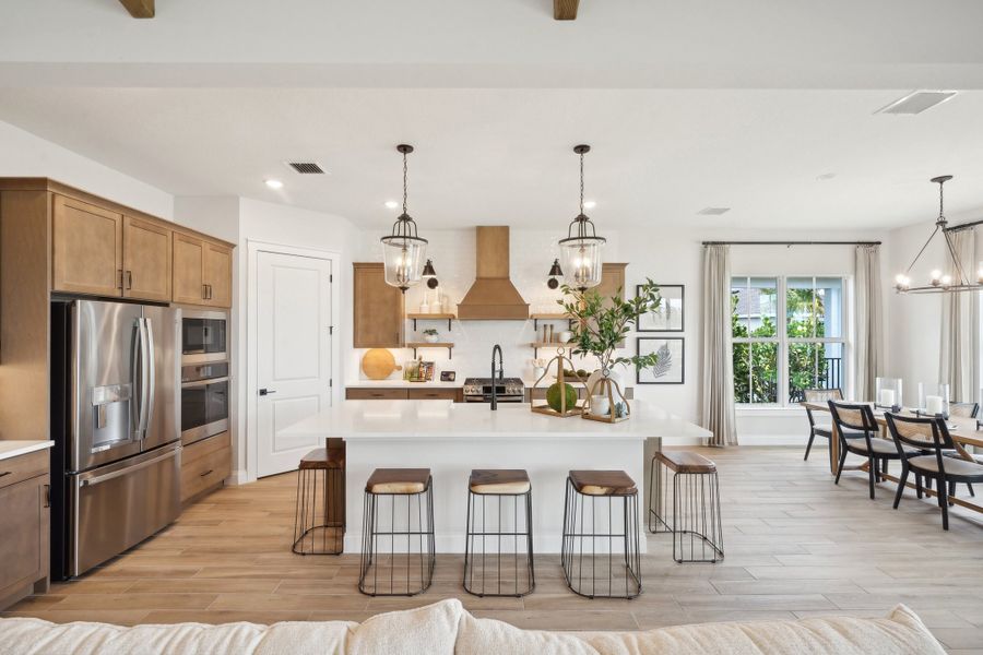 Kitchen with pendant lighting