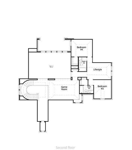 2D floor plan layout for the 289 Plan by Highland Homes in Pecan Square: 100ft. lots, Northlake, TX (Image 37).