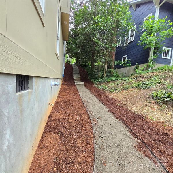 professionally landscaped path from front to back