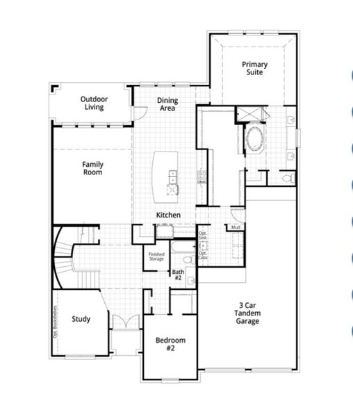 2D floor plan layout for the 220 Plan by Highland Homes in Briggs Ranch, San Antonio, TX (Image 20).