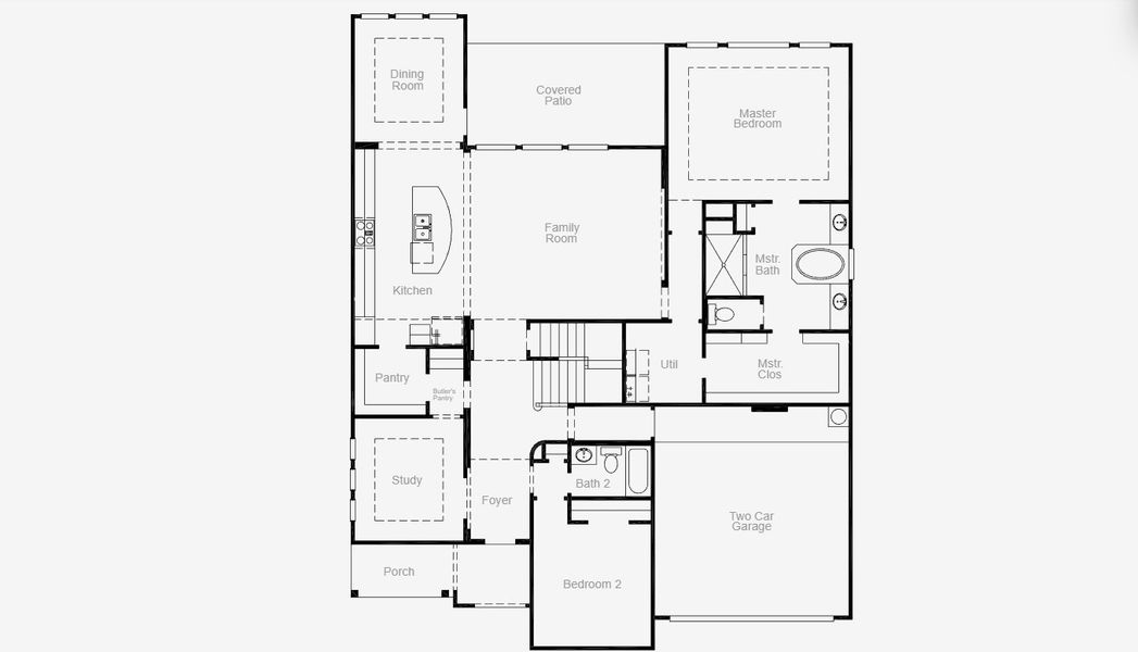 2D floor plan layout for the Eagle Mountain by Coventry Homes in Pecan Square 60', Northlake, TX (Image 3).