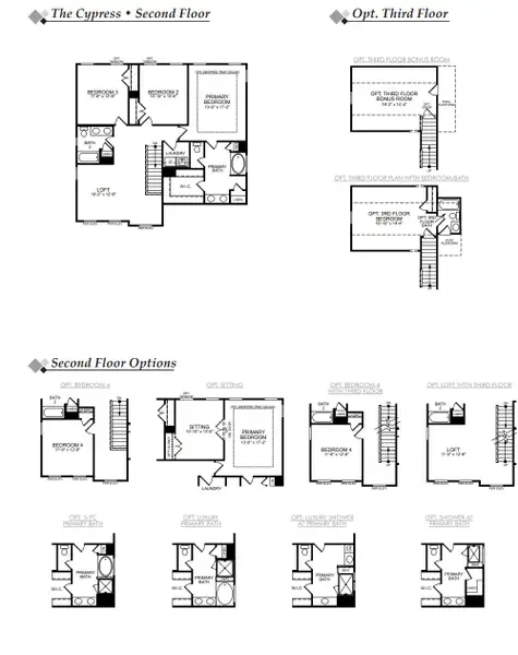 2D floor plan layout for the Cypress by Eastwood Homes in Secrest Meadows, Monroe, NC (Image 4).