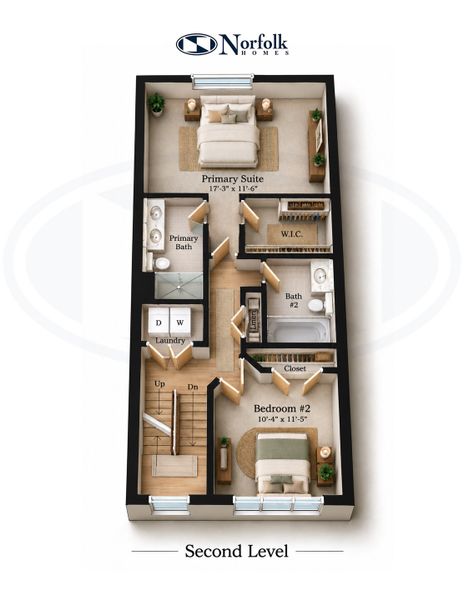 2D floor plan layout of this home in Bristol Ridge Townhomes, Ann Arbor, MI (Image 5).