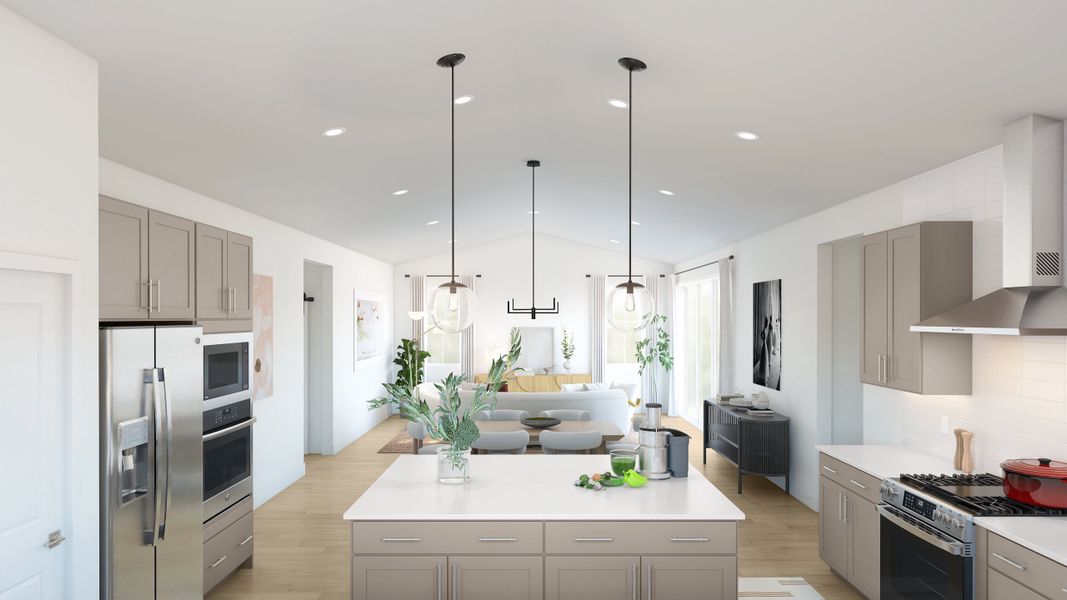 Vaulted ceiling throughout main living area