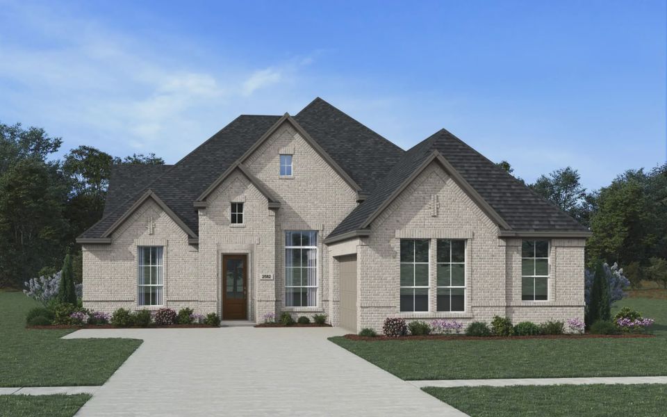 Representative exterior photo of a completed home built from the Sicily by Chesmar Homes in Prominence 60's, San Antonio, TX (Image 4).