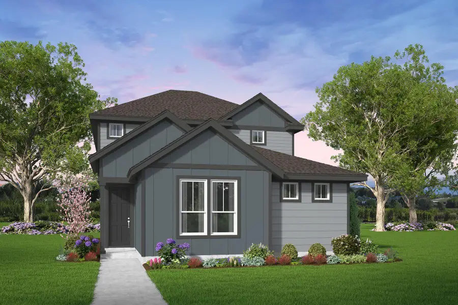 Front exterior of a new home in 40' Alley Load Homes at Elyson, Katy, TX, highlighting curb appeal (Image 1). Front exterior of a new home in 40' Alley Load Homes at Elyson, Katy, TX, highlighting curb appeal (Image 1).