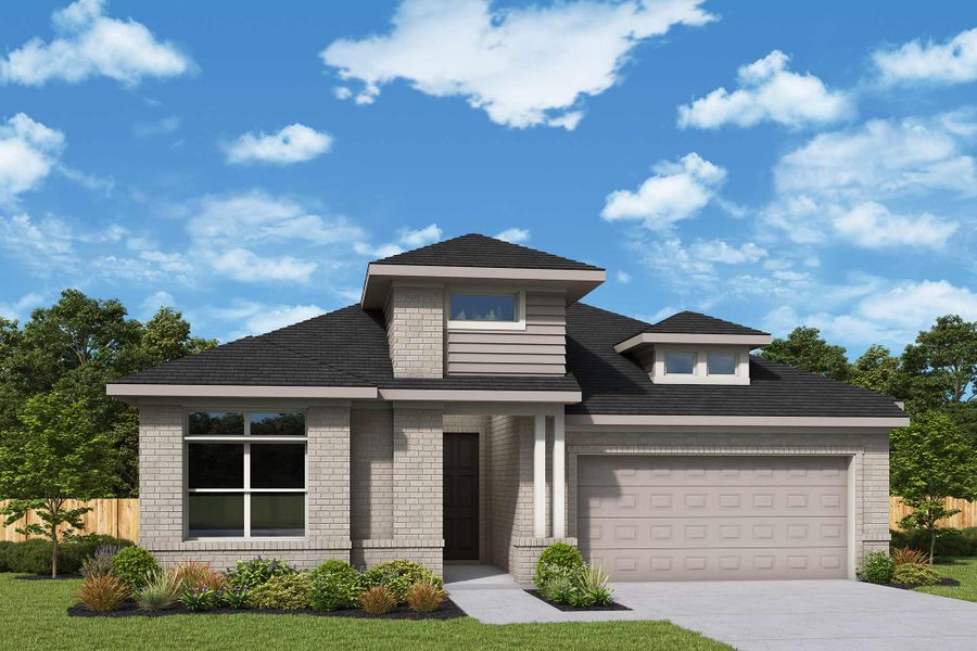 Representative exterior photo of a completed home built from the The Azalea by David Weekley Homes in Kresston, Montgomery, TX (Image 2).