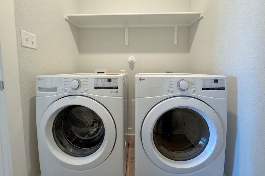 A washing machine and dryer.