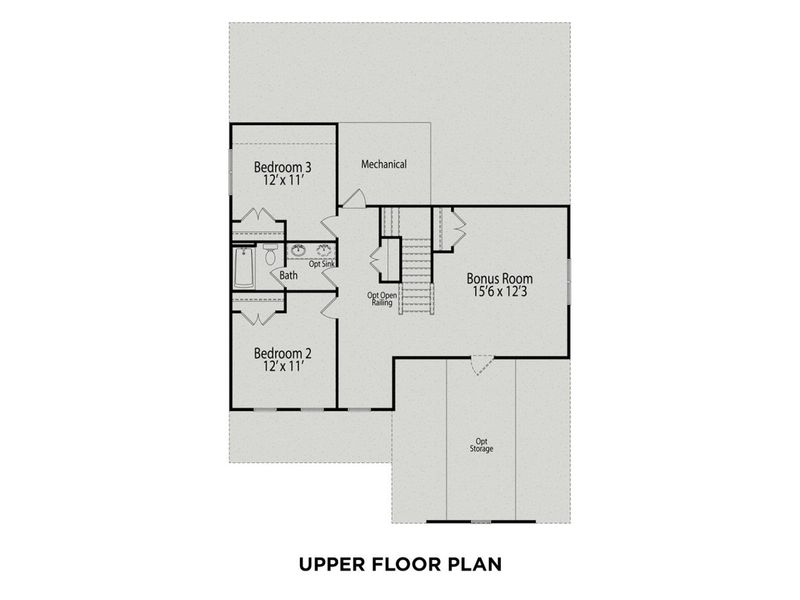 2D floor plan layout for the The Ash by Davidson Homes LLC in Retreat at North Main, Lillington, NC (Image 5).