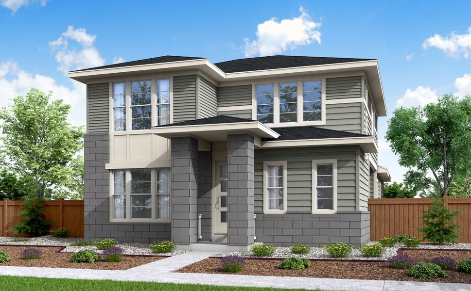 Representative exterior photo of a completed home built from the 3204 by Tri Pointe Homes in The Aurora Highlands, Aurora, CO (Image 2). Representative exterior photo of a completed home built from the 3204 by Tri Pointe Homes in The Aurora Highlands, Aurora, CO (Image 2).