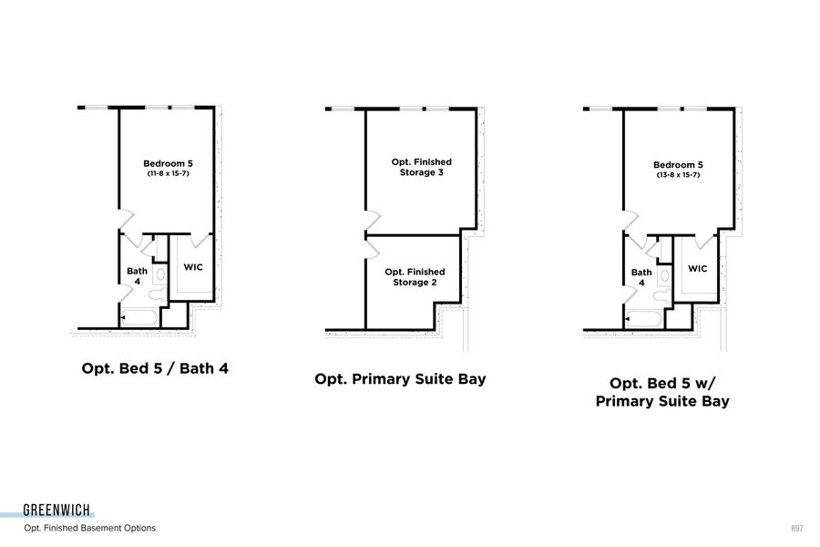 2D floor plan layout for the Greenwich by DRB Homes in Mason Glenn, Franklinton, NC (Image 4).