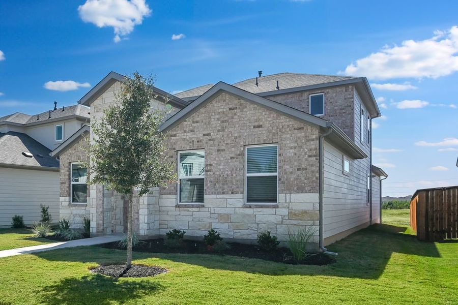 Exterior details and patio area of a home in Emory Crossing 40s, Hutto (Image 15). Exterior details and patio area of a home in Emory Crossing 40s, Hutto (Image 15).