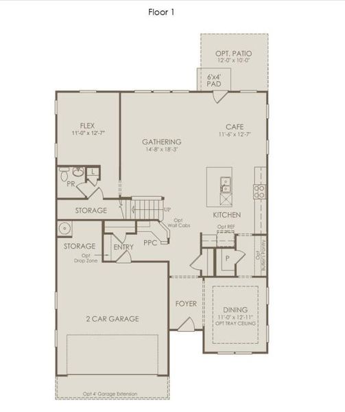 2D floor plan layout of this home in Rose Creek, Cumming, GA (Image 5).