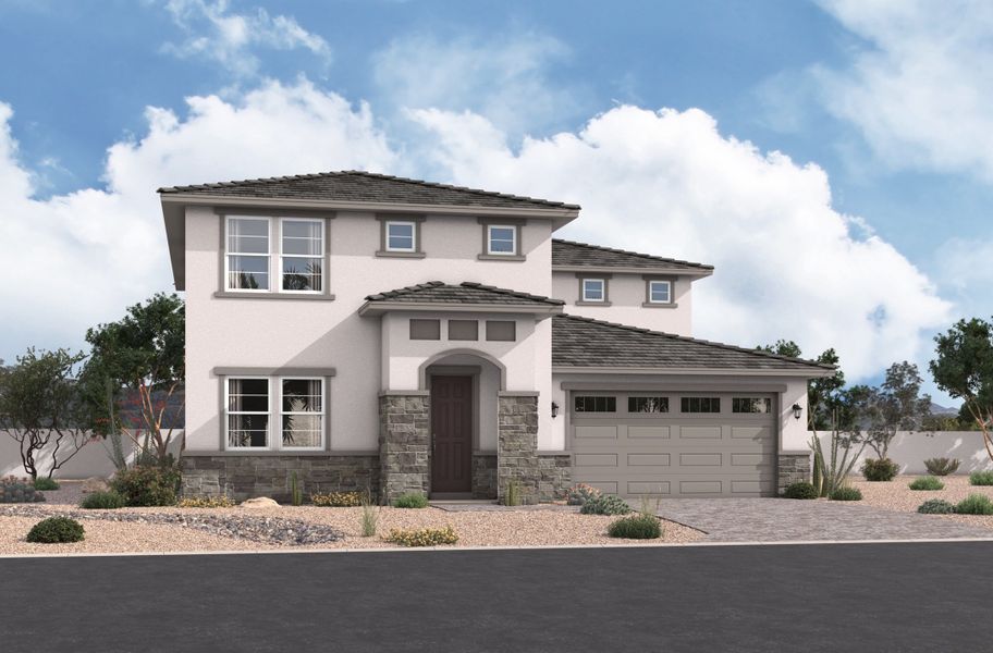 Representative exterior photo of a completed home built from the Patagonia by Beazer Homes in Sanctuary, Phoenix, AZ (Image 1). Representative exterior photo of a completed home built from the Patagonia by Beazer Homes in Sanctuary, Phoenix, AZ (Image 1).