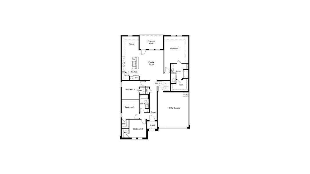 2D floor plan layout for the Fargo by D.R. Horton in Eagle Creek, Denton, TX (Image 3).