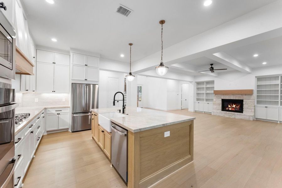 Stainless steel appliances including double ovens and refrigerator - all brand new!