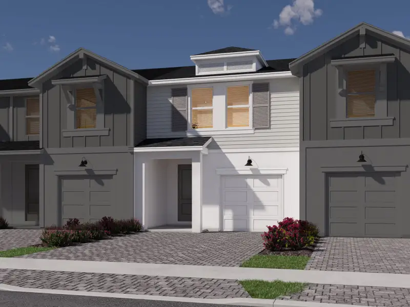 Front exterior of a new home in Meritage Homes at Central Park, Port St. Lucie, FL, highlighting curb appeal (Image 1). Front exterior of a new home in Meritage Homes at Central Park, Port St. Lucie, FL, highlighting curb appeal (Image 1).