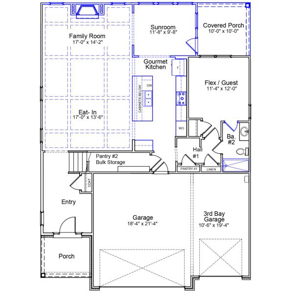 2D floor plan layout of this home in Gates at Windermere, Blythewood, SC (Image 3).