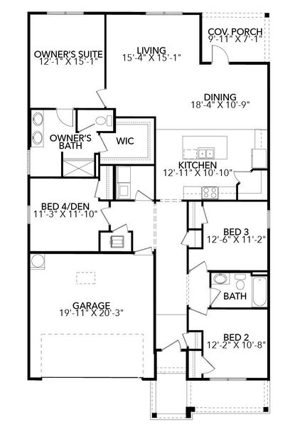 2D floor plan layout for the The Cali by D.R. Horton in Hodges Bayou Plantation, Panama City, FL (Image 5). 2D floor plan layout for the The Cali by D.R. Horton in Hodges Bayou Plantation, Panama City, FL (Image 5).