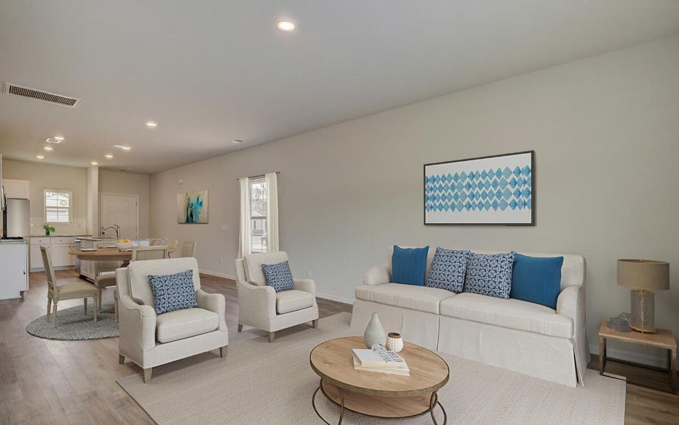 Furnished interior view inside a new home in Lindera Preserve at Cane Bay Plantation: American Dream Series - Ph 15, Summerville (Image 4). Furnished interior view inside a new home in Lindera Preserve at Cane Bay Plantation: American Dream Series - Ph 15, Summerville (Image 4).