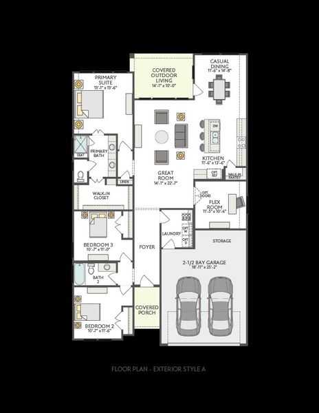 2D floor plan layout for the Meridian by Tri Pointe Homes in Edgewood, Leander, TX (Image 5).