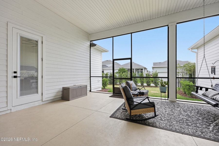 Exterior details and patio area of a home in Seven Pines 70' Rear Entry, Jacksonville (Image 34).