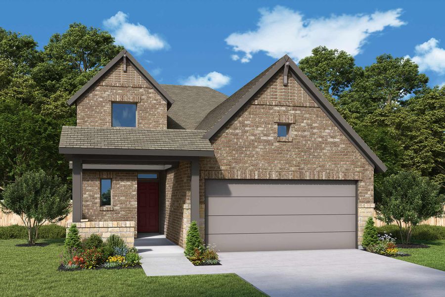 Front exterior of a new home in Creekshaw – Gardens, Royse City, TX, highlighting curb appeal (Image 2). Front exterior of a new home in Creekshaw – Gardens, Royse City, TX, highlighting curb appeal (Image 2).