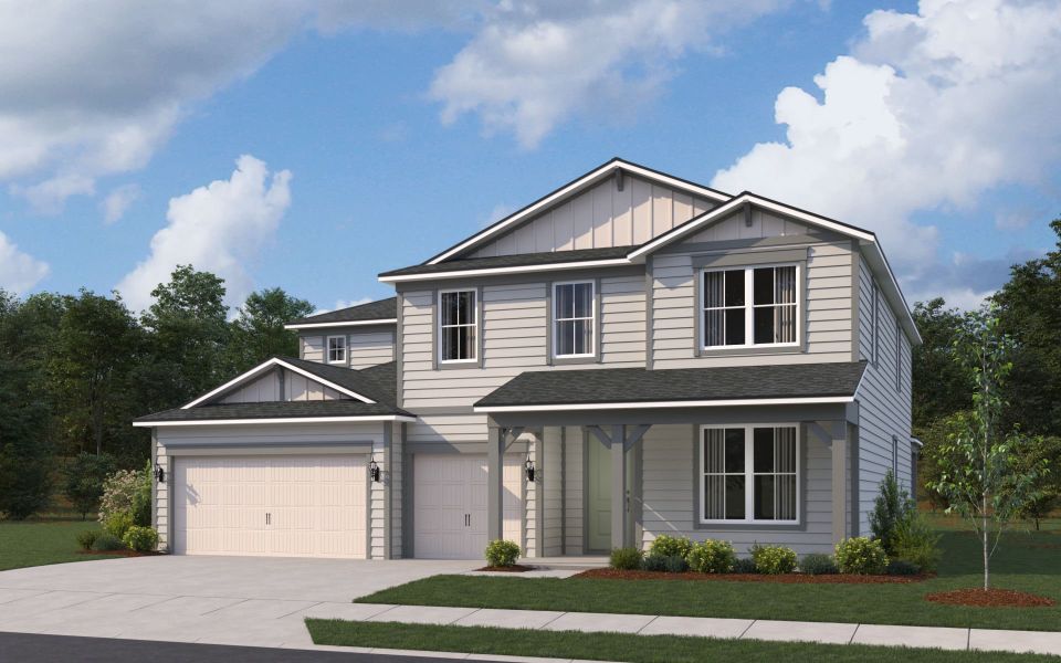 Representative exterior photo of a completed home built from the Oakhurst by Pulte Homes in Terrapin Creek, Jacksonville, FL (Image 24). Representative exterior photo of a completed home built from the Oakhurst by Pulte Homes in Terrapin Creek, Jacksonville, FL (Image 24).