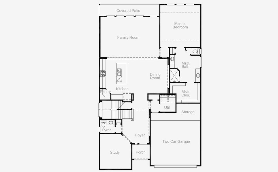 2D floor plan layout for the Cleveland by Coventry Homes in Pecan Square 50', Northlake, TX (Image 3).