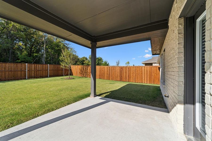 Exterior details and patio area of a home in Aspire at Noble Ridge, Howe (Image 2). Exterior details and patio area of a home in Aspire at Noble Ridge, Howe (Image 2).