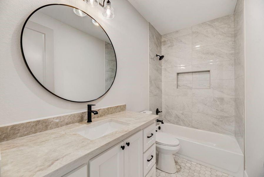 Full bath with vanity and  shower combination
