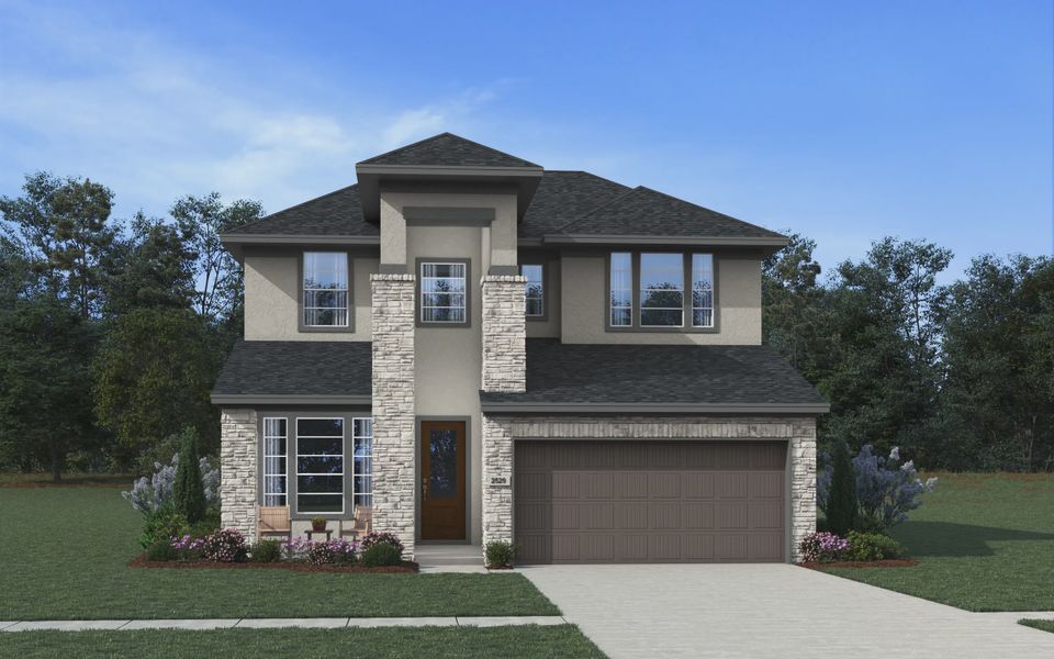 Representative exterior photo of a completed home built from the Dayton by Chesmar Homes in Beacon Point 45', Texas City, TX (Image 4).