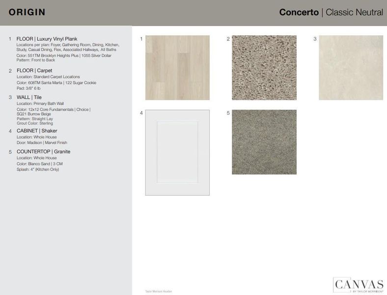 Design Selections - Home is under construction, selections subject to change.