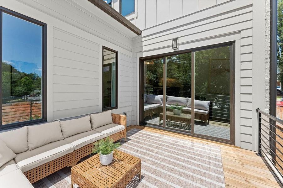 Exterior details and patio area of a home in The Carlyle, Marietta (Image 31).