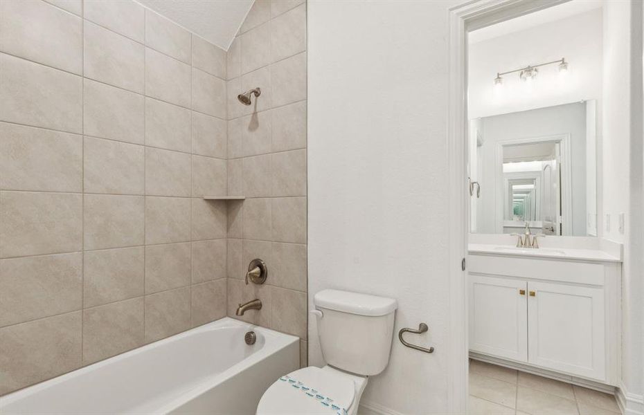 Upgraded secondary bathroom *real home pictured