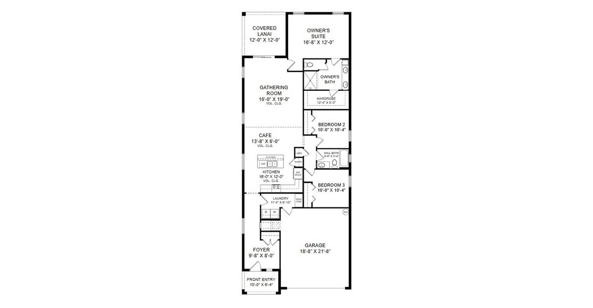 2D floor plan layout for the Ashlyn by Highland Homes of Florida in Touchstone, Lakeland, FL (Image 4).