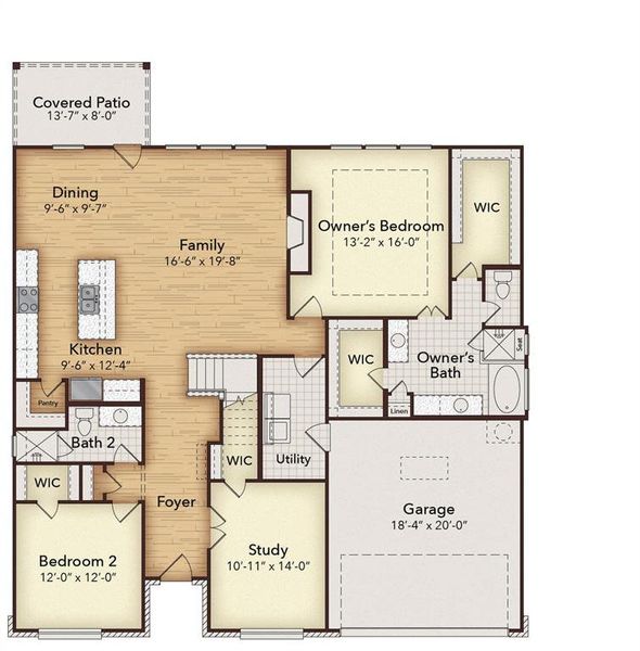 2D floor plan layout of this home in Kentsdale Farms, DeSoto, TX (Image 6).