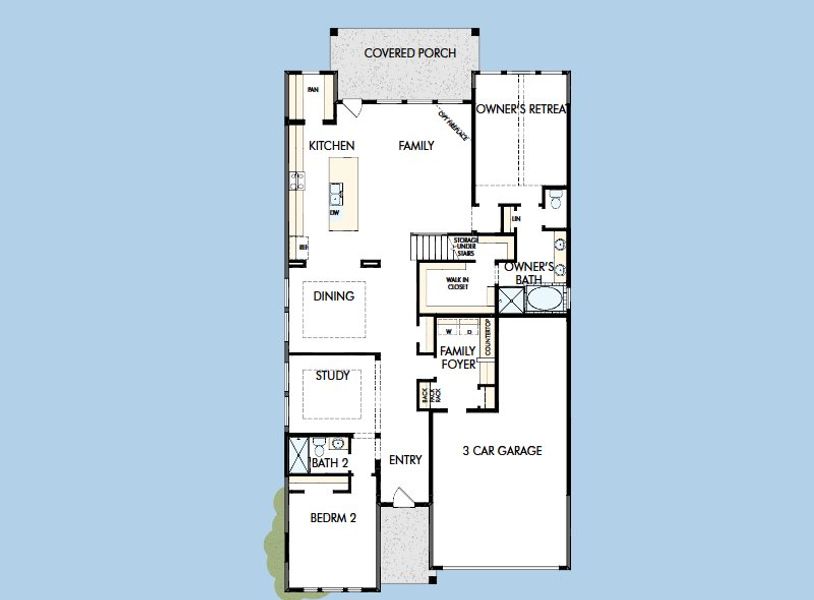 2D floor plan layout for the The Zinnia by David Weekley Homes in Headwaters 50' - Executive Series, Dripping Springs, TX (Image 3).
