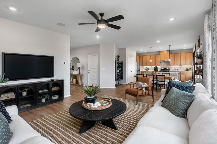Representative furnished interior of a home built from the 2444 by KB Home in Adelton, Bastrop (Image 7).