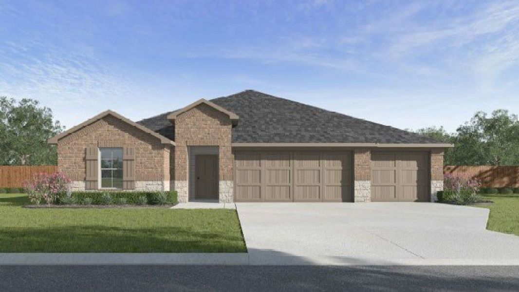 Representative exterior photo of a completed home built from the Maverick by D.R. Horton in Westward Pointe, Sealy, TX (Image 2). Representative exterior photo of a completed home built from the Maverick by D.R. Horton in Westward Pointe, Sealy, TX (Image 2).
