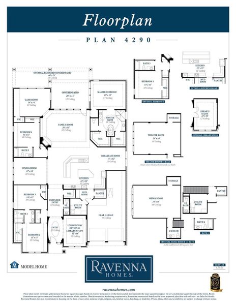 2D floor plan layout of this home in Artavia 70′, Conroe, TX (Image 5).