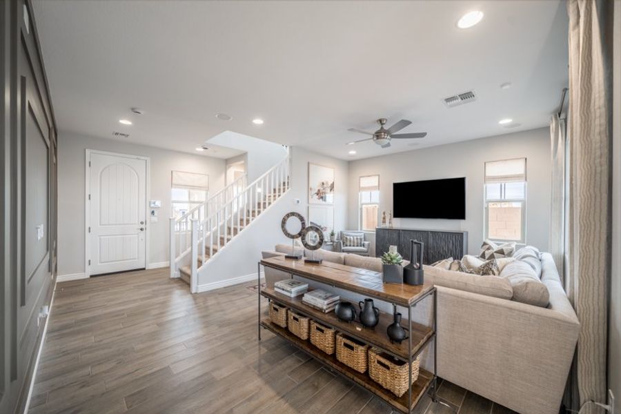 Furnished interior view inside a new home in Hawes Crossing, Mesa (Image 5). Furnished interior view inside a new home in Hawes Crossing, Mesa (Image 5).