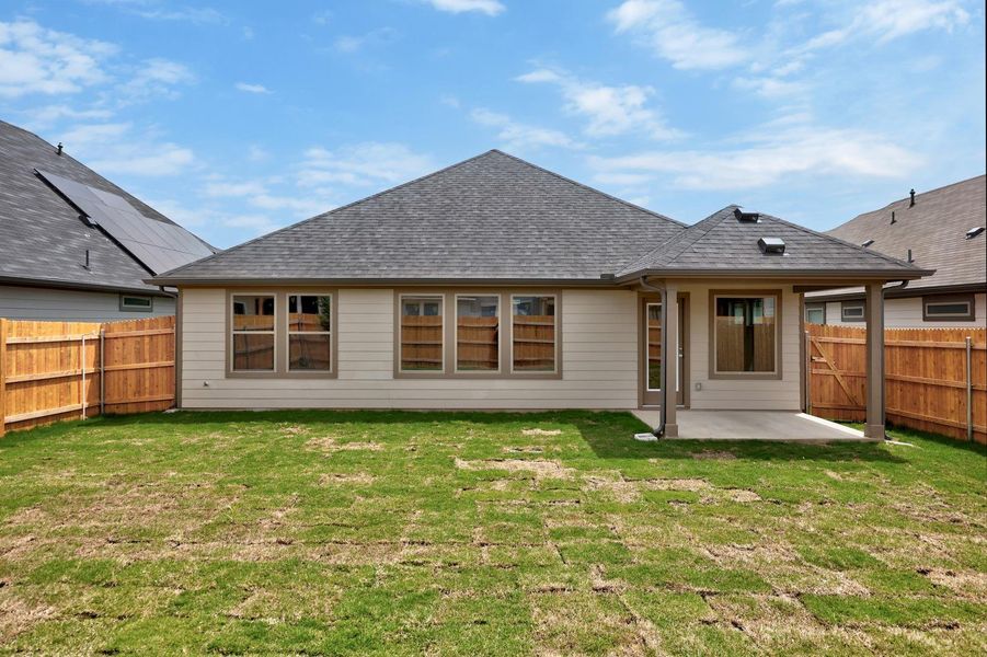 Exterior details and patio area of a home in Prairie Winds, Hutto (Image 19). Exterior details and patio area of a home in Prairie Winds, Hutto (Image 19).