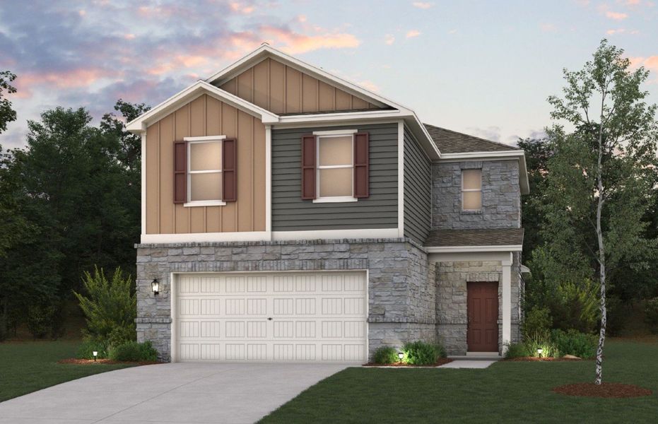 Representative exterior photo of a completed home built from the Frederick - 2260 by Century Communities in Summerlin, San Antonio, TX (Image 1). Representative exterior photo of a completed home built from the Frederick - 2260 by Century Communities in Summerlin, San Antonio, TX (Image 1).